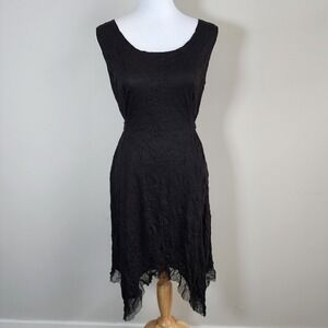 Alison Sheri Dress Womens Large Black Crinkle Mesh Witchy Whimsigoth Goth Alt